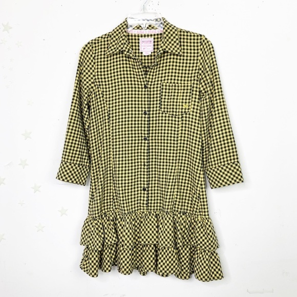 VICTORIA’S Secret pink gingham ruffled hem button-down mini dress - Picture 9 of 9